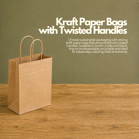 Kraft Paper Bags with Twisted Handles | Eco-Friendly Shopping Bags | 26x20x27cm