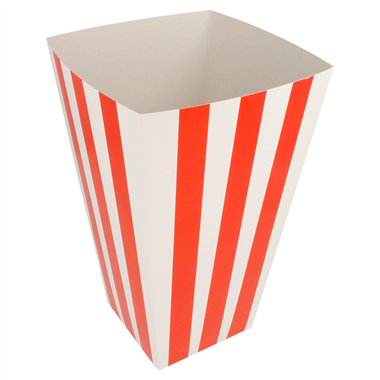 Popcorn Striped Card Containers | Snack Box Cartons (14 x 14 x 23 cm) - Canape King