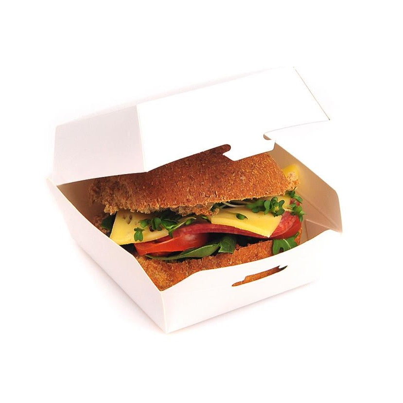 Mini White Card Burger Bun Box