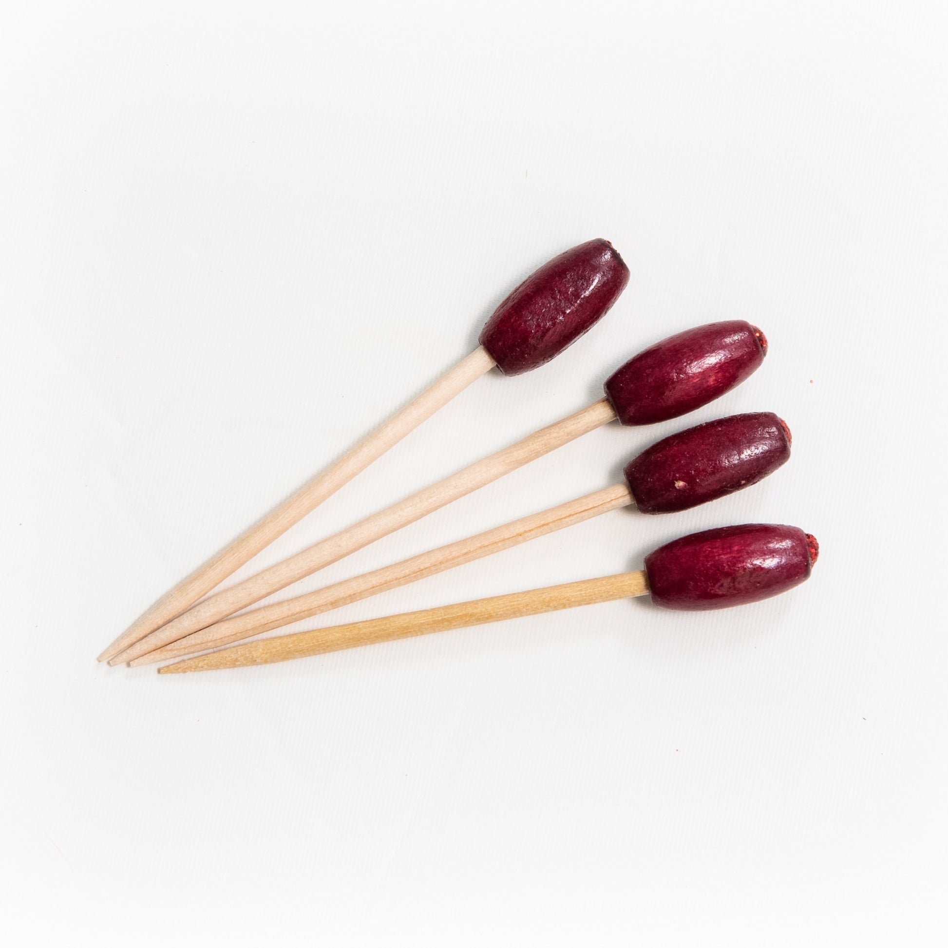 Bamboo Magenta Sparkle Bead Skewers - 100 pieces