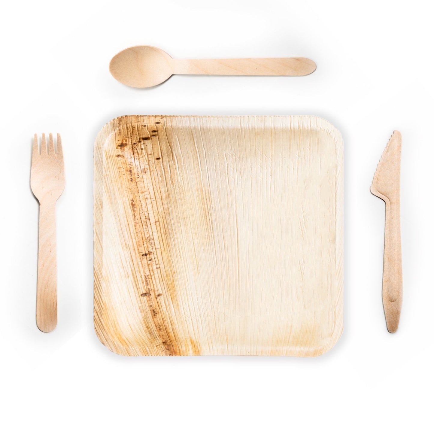 Square 25cm Plates + Cutlery Set And Napkin Party Bundle (25 pieces)