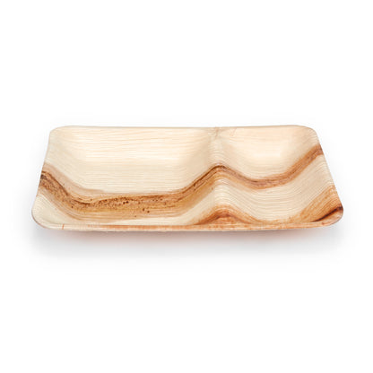 Two-Compartment Rectangle Palm Leaf Plate (27 x 18cm)