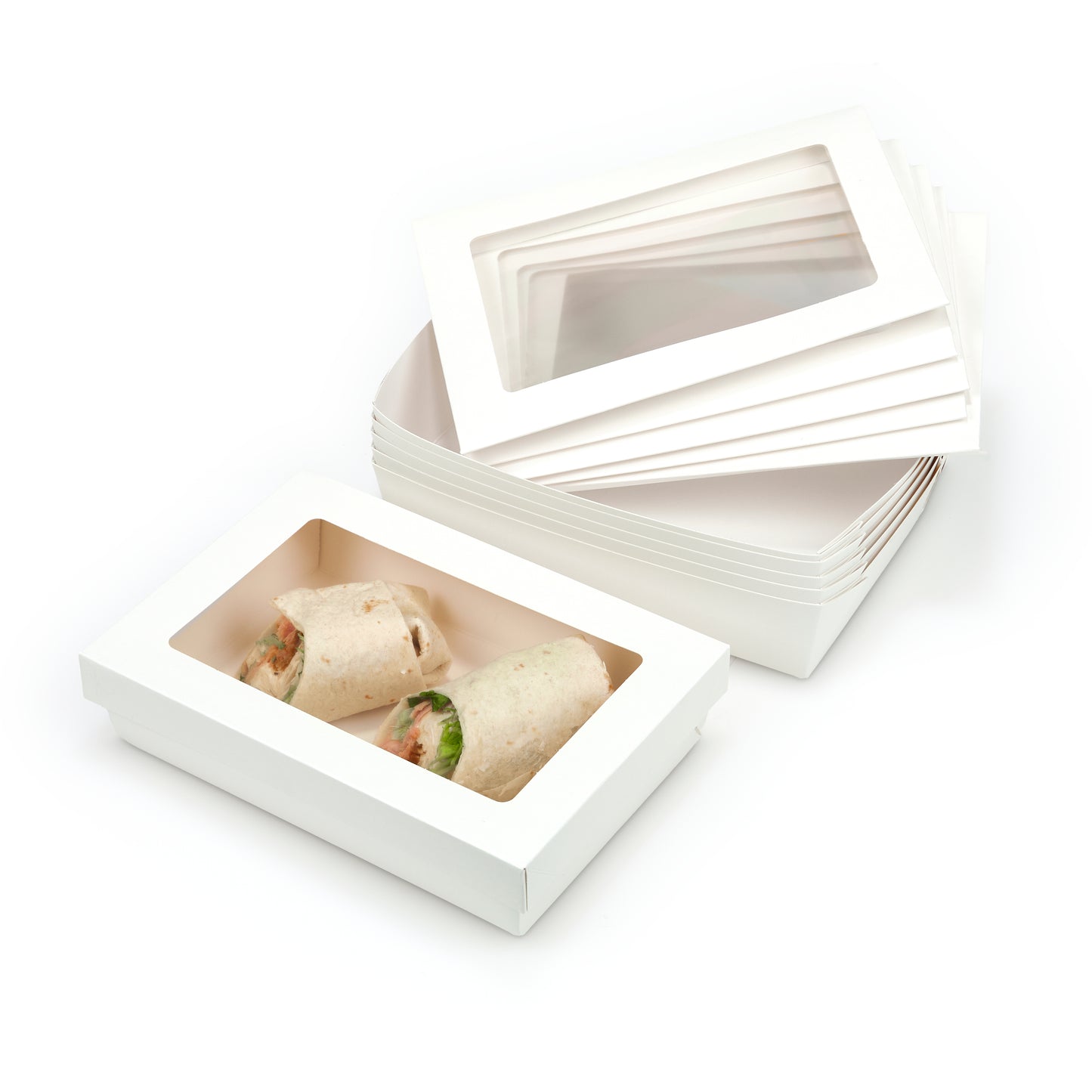 Premium Cardboard Takeaway Boxes With Cellulose Clear Window Lid