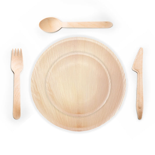 Round 15cm & 25cm Plates + Cutlery Set And Napkin Party Bundle (25 pieces)