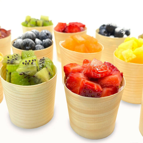 Natural pine wood serving cups eco-friendly catering supplies