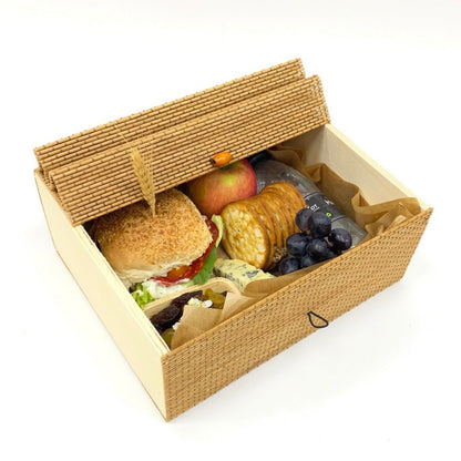 Luxury Bamboo Wooden Gift Box With Wrap Over Lid